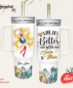 Life Is Better With Sailor Moon 40oz Tumbler with Handle and Straw Lid