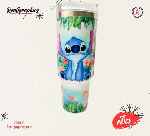 Lilo And Stitch Cup 40Oz Cute Stitch Disney Movie Aloha Hawaiian Stainless Steel Stanley Tumbler Dupe Cup With Handle 40 Oz NEW