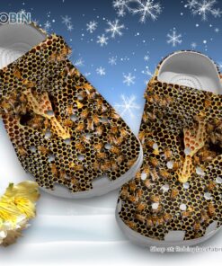 Love Bees 3D Printed Crocs Clogs Shoes Love Bees 3D Printed Crocs Clogs Shoes
