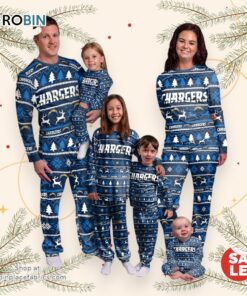 Los Angeles Chargers NFL Patterns Essentials Christmas Holiday Family Matching Pajama Sets