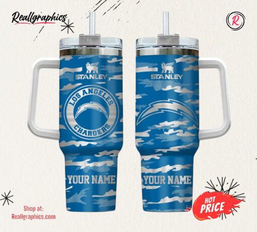 Los Angeles Chargers NFL Personalized New Camo Pattern Stanley Tumbler 40oz