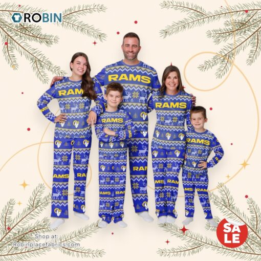 Los Angeles Rams NFL Patterns Essentials Christmas Holiday Family Matching Pajama Sets