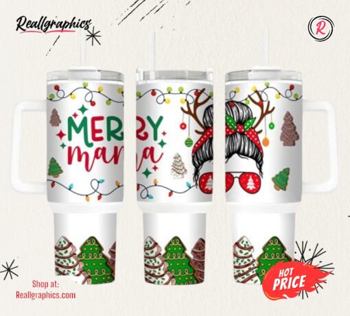Mama Christmas 40 Oz 2 Piece Tumbler Wrap