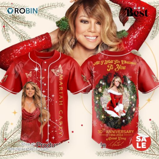 Mariah Carey All I Want For Christmas Is You 30th Anniversary 1994 2024 Baseball Jersey