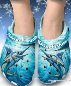 Marlin Fishing 3D Printed Crocs Clogs Shoes