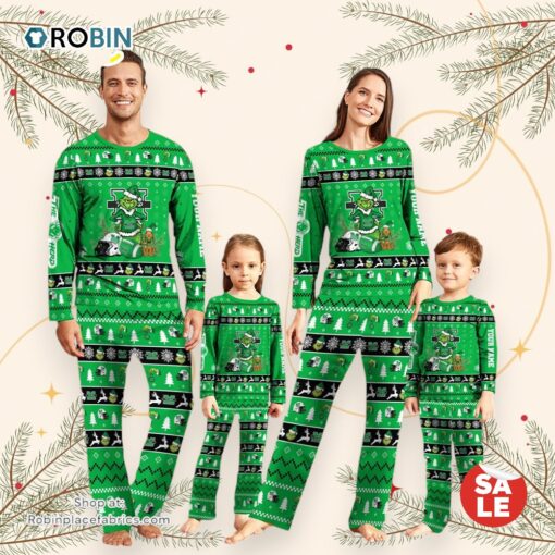 Marshall Thundering Herd NCAA Custom Name Grinch Christmas And Sport Team Pajama Set