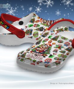 Merry Christmas Supper Mario 3D Printed Crocs Clogs Shoes Fods Kids And Adults