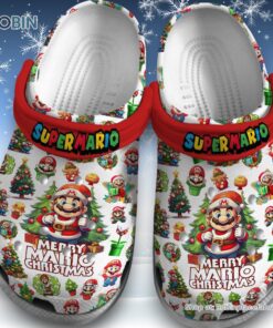 Merry Christmas Supper Mario 3D Printed Crocs Clogs Shoes Fods Kids And Adults