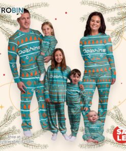 Miami Dolphins NFL Patterns Essentials Christmas Holiday Family Matching Pajama Sets