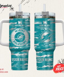 Miami Dolphins NFL Personalized New Camo Pattern Stanley Tumbler 40oz