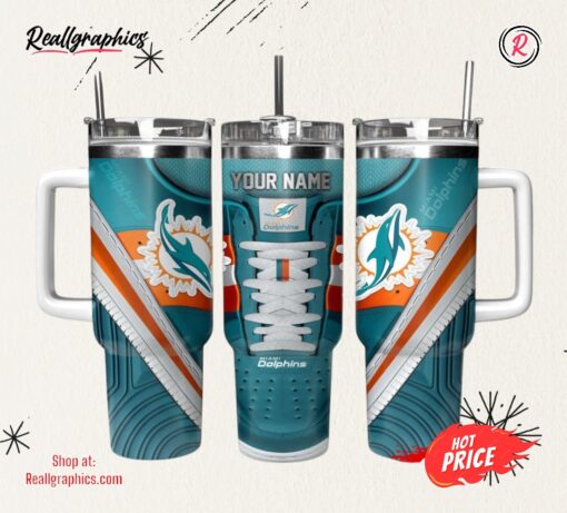 Miami Dolphins Sneaker NFL Personalized Stanley Tumbler 40Oz