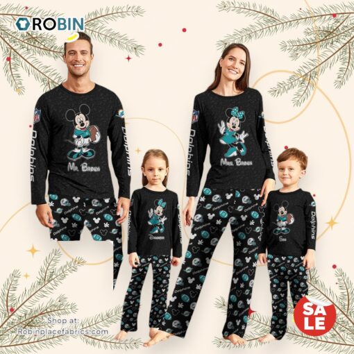 Miami Dolphins Sport And Disney Uniform Pajamas Mickey Mouse NFL Gifts For Kids Pajamas
