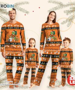 Miami Hurricanes NCAA Custom Name Grinch Christmas And Sport Team Pajama Set
