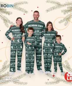 Michigan State Spartans NCAA Patterns Essentials Christmas Holiday Family Matching Pajama Sets Michigan State Spartans NCAA Patterns Essentials Christmas Holiday Family Matching Pajama Sets