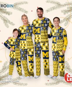 Michigan Wolverines NCAA Patterns Essentials Christmas Holiday Family Matching Pajama Sets