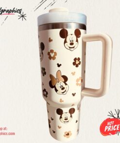 Mickey Tumbler With Minnie Mouse 40oz Stainless Steel Stanley Tumbler Dupe Cup With Handle 40 Oz Classic Disney Movie Gift