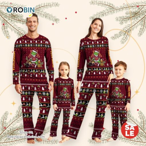 Minnesota Golden Gophers NCAA Custom Name Grinch Christmas And Sport Team Pajama Set