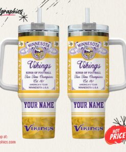Minnesota Vikings NFL Kings Of Football Personalized Stanley Tumbler 40oz
