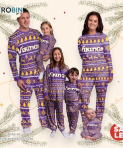 Minnesota Vikings NFL Patterns Essentials Christmas Holiday Family Matching Pajama Sets