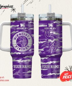 Minnesota Vikings NFL Personalized New Camo Pattern Stanley Tumbler 40oz