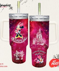 Minnie Mouse Castle Glitter Pattern 40oz Tumbler with Handle and Straw Lid