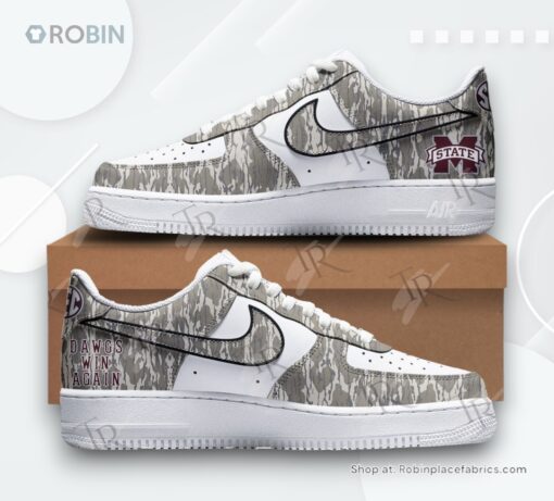 Mississippi State Bulldogs Dawgs Win Again Camo Air Force 1 Sneakers