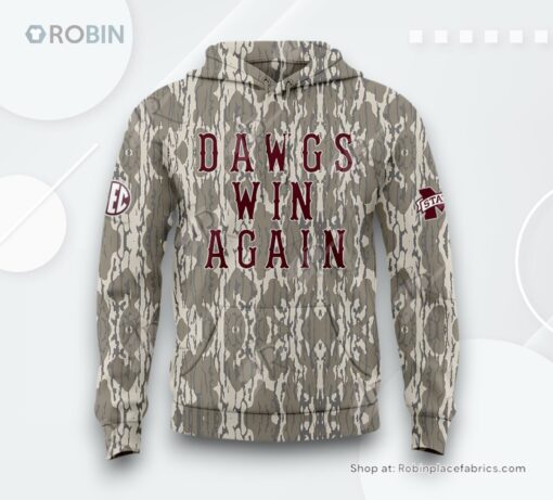Mississippi State Bulldogs Dawgs Win Again Camo AOP Clothing (Hoodie, Sweatshirt, T Shirt)
