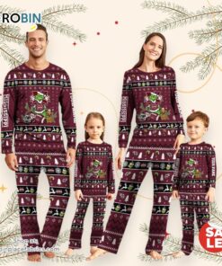 Mississippi State Bulldogs NCAA Custom Name Grinch Christmas And Sport Team Pajama Set