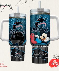 MLB Miami Marlins Mickey Mouse Tumbler 40oz With Handle