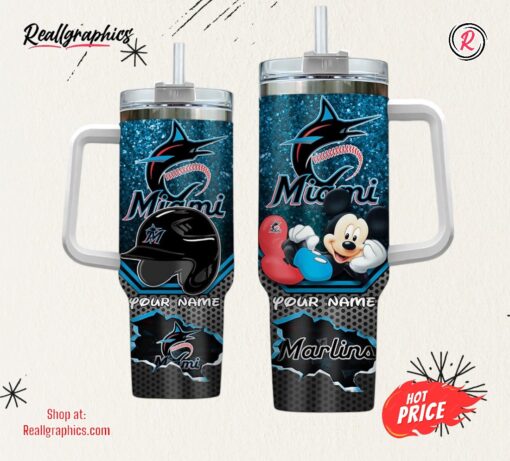 MLB Miami Marlins Mickey Mouse Tumbler 40oz With Handle