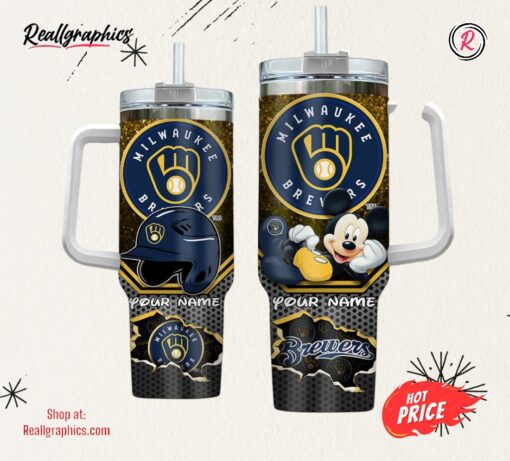 MLB Milwaukee Brewers Mickey Mouse Tumbler 40oz With Handle