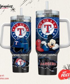 MLB Texas Rangers Mickey Mouse Tumbler 40oz With Handle