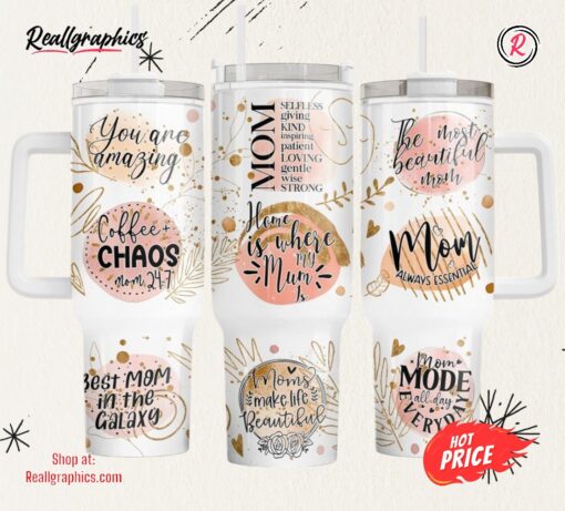 Mom 40oz Quencher Tumbler Sublimation Design Amazing Best Mom Boho