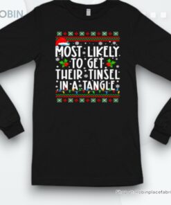 Most Likely To Get Their Tinsel In A Tangle Christmas Lights Shirt