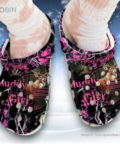 Muddy Girl Country, Muddy Girl Camo With Deer Hunting Printed  3D Printed Crocs Clogs Shoes