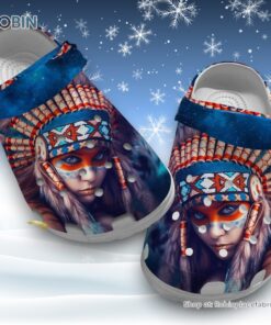 Native American Girl Limited Edition 3D Printed Crocs Clogs Shoes