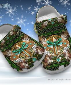 Native American with Dragonfly 3D Printed Crocs Clogs Shoes