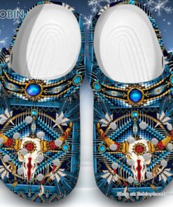 Native American with Skull Cow 3D Printed Crocs Clogs Shoes