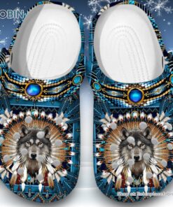 Native American with Wolf AOP Printed Crocs Clogs Shoes