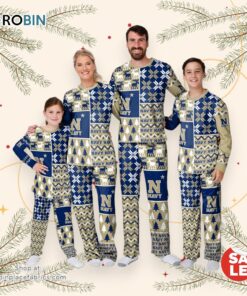 Navy Midshipmen NCAA Patterns Essentials Christmas Holiday Family Matching Pajama Sets