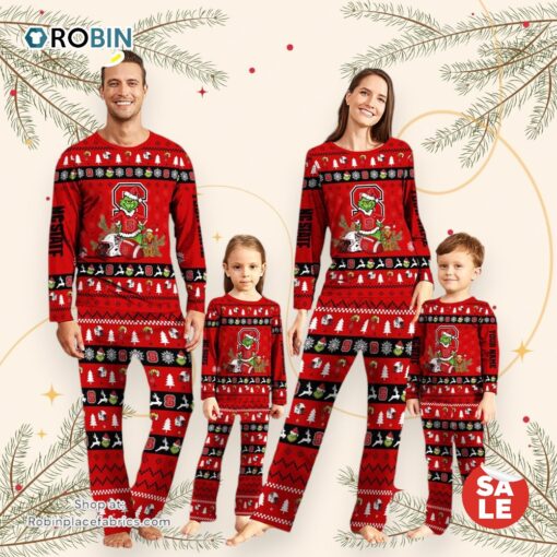 NC State Wolfpack NCAA Custom Name Grinch Christmas And Sport Team Pajama Set