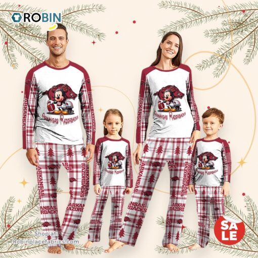 NCAA Mickey Mouse Arkansas Razorbacks Pajamas Personalized Your Name