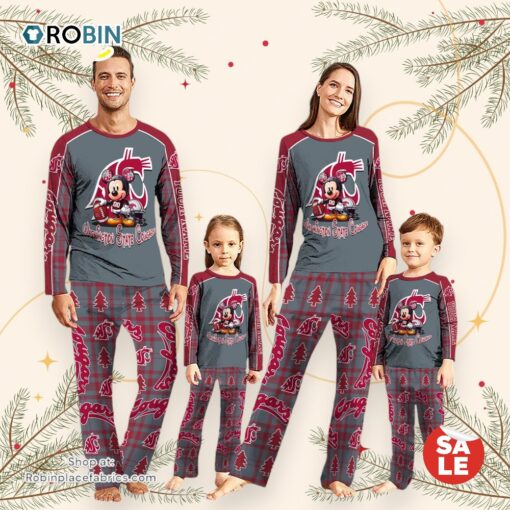 NCAA Mickey Mouse Washington State Cougars Pajamas Personalized Your Name
