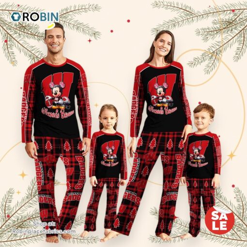 NCAA Mickey Mouse Wisconsin Badgers Pajamas Personalized Your Name