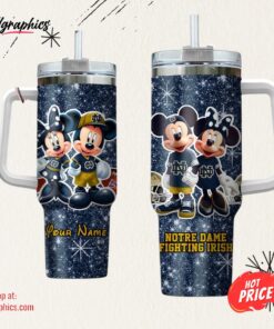 NCAA Notre Dame Fighting Irish Mickey And Minnie Couple 40oz Stainless Steel Tumbler