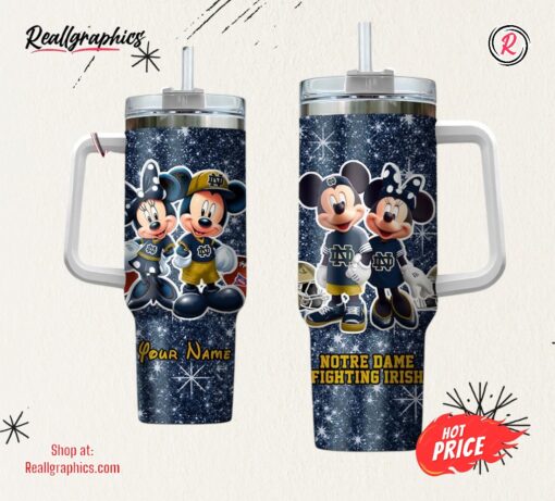NCAA Notre Dame Fighting Irish Mickey And Minnie Couple 40oz Stainless Steel Tumbler