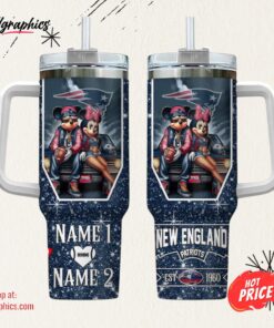 New England Patriots NFL Mickey And Minnie Couple 40oz Stanley Tumbler Custom Name
