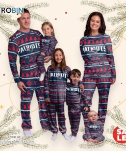 New England Patriots NFL Patterns Essentials Christmas Holiday Family Matching Pajama Sets