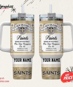 New Orleans Saints NFL Kings of Football Personalized Stanley Tumbler 40Oz