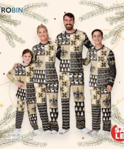 New Orleans Saints NFL Patterns Essentials Christmas Holiday Family Matching Pajama Sets